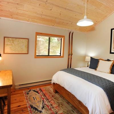 Primary bedroom in a West Yellowstone vacation rental.