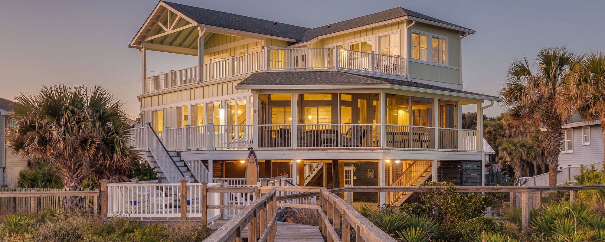Exterior view of a Folly Beach vacation rental home.