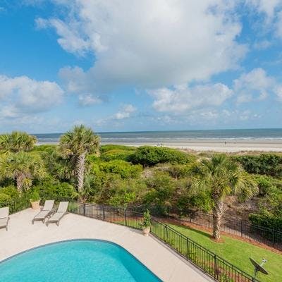 Private pool at an oceanfront vacation rental on Kiawah Island.