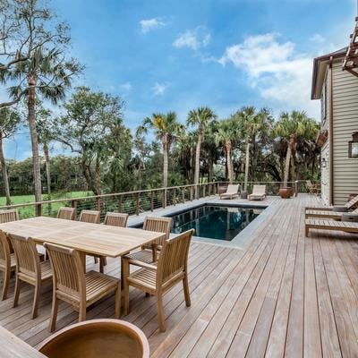 Private pool and outdoor space at a Kiawah Island vacation rental.