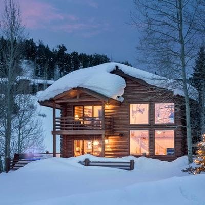 Night snowy roof lodge