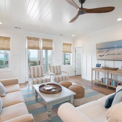 Living room in a Holden Beach vacation rental.