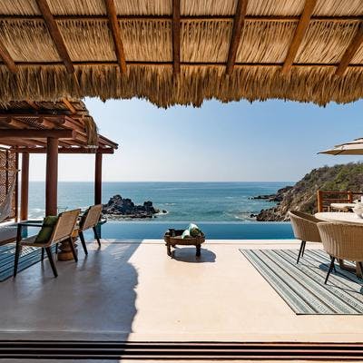 View overlooking the private pool and sea.