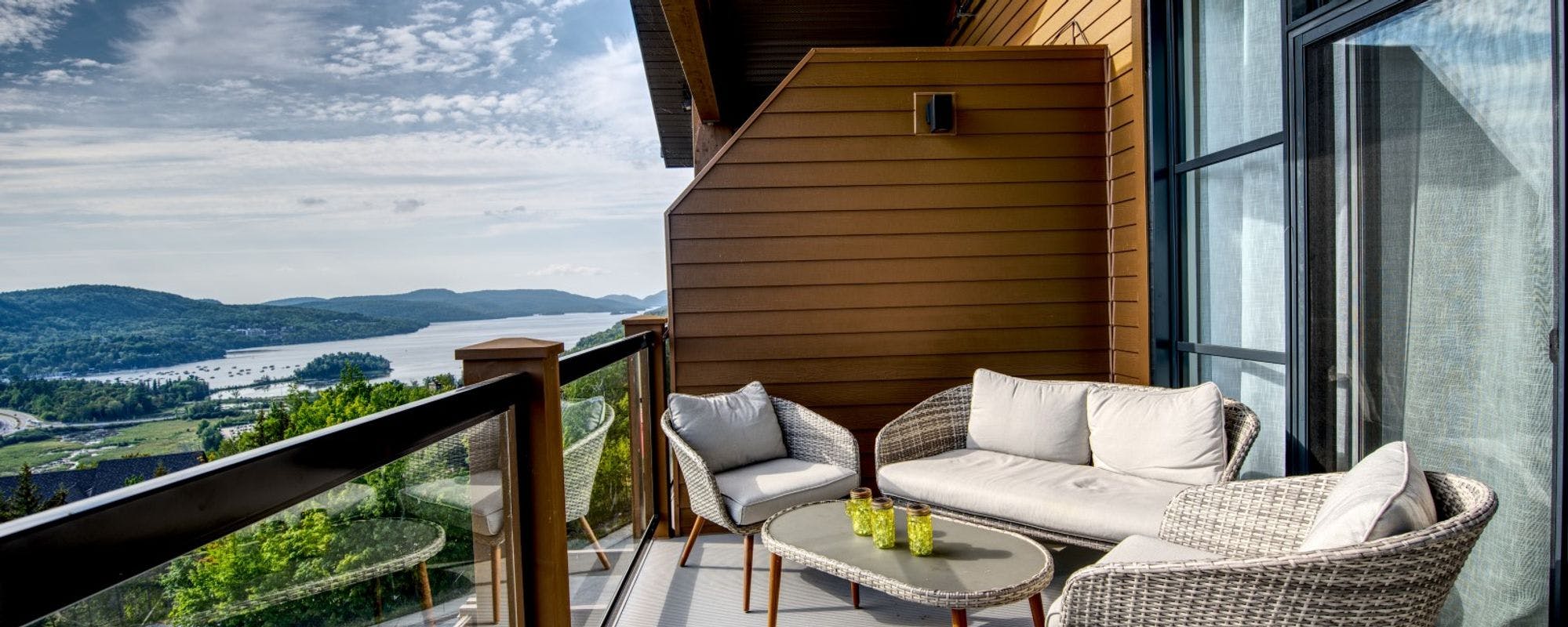 Outdoor living space in a Mont-Tremblant vacation rental