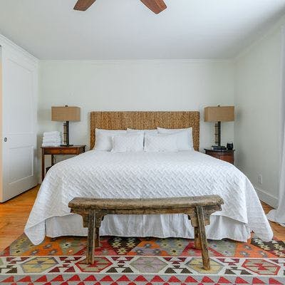 Primary bedroom in a Folly Beach vacation rental.