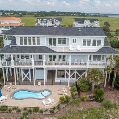 Oceanfront home with a private pool in Holden Beach.